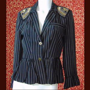 SINE striped silk peplum blazer jacket 6✨